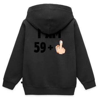 I am 59 plus one - Kinder Premium Organic Zip Hoodie - Schwarz - Hinten - AI Model Kid Male (0cm)