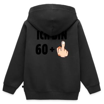 Ich bin 60 plus eins - Kinder Premium Organic Zip Hoodie - Schwarz - Hinten - AI Model Kid Male (0cm)