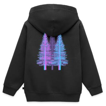 arbres arbre fantaisie épicéa forêt de conifères sapin - Sweat Premium à capuche zippé enfant bio - noir - Dos - AI Model Kid Male (0cm)