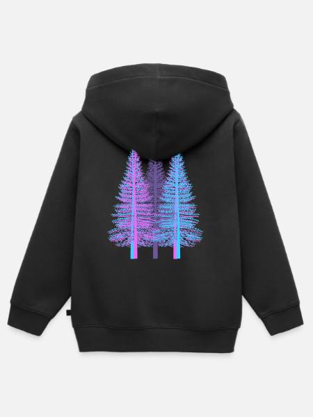Alberi, Albero, Fantasia, Abete, Conifere, Bosco Abete - Felpa Premium con cappuccio con zip bambino bio - nero