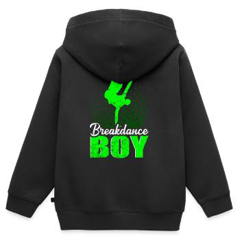 Breakdance Jeunes Enfants - Sweat Premium à capuche zippé enfant bio - noir - Dos - AI Model Kid Male (0cm)