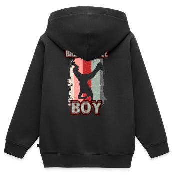 Breakdance Jeunes danseurs Breakdancing - Sweat Premium à capuche zippé enfant bio - noir - Dos - AI Model Kid Male (0cm)