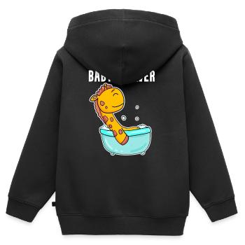 Baby Shower Baignoire Giraffe - Sweat Premium à capuche zippé enfant bio - noir - Dos - AI Model Kid Male (0cm)