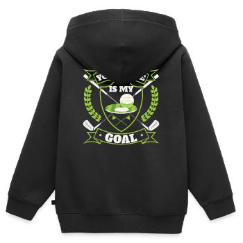 Golf golf terrain de golf - Sweat Premium à capuche zippé enfant bio - noir - Dos - AI Model Kid Male (0cm)