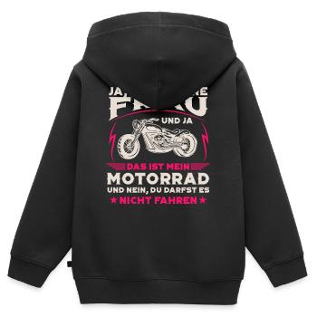 Bikerin Motorradfahrerin Frau Motorrad Spruch - Kinder Premium Organic Zip Hoodie - Schwarz - Hinten - AI Model Kid Male (0cm)