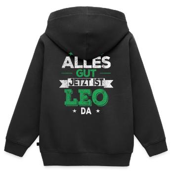 Alles gut jetzt ist Leo da - Kinder Premium Organic Zip Hoodie - Schwarz - Hinten - AI Model Kid Male (0cm)