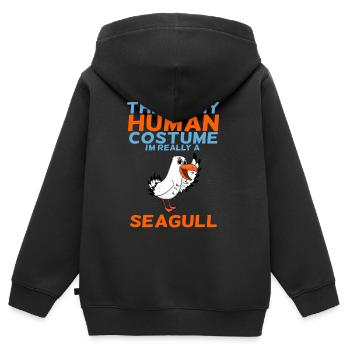 La mouette - Sweat Premium à capuche zippé enfant bio - noir - Dos - AI Model Kid Male (0cm)