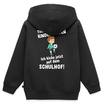 Schulkind Einschulung Schulanfang fußball - Kinder Premium Organic Zip Hoodie - Schwarz - Hinten - AI Model Kid Male (0cm)