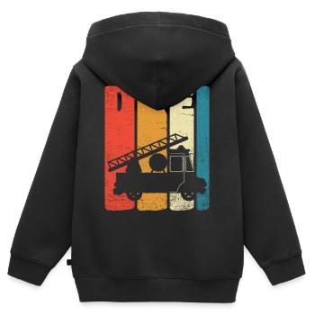 Feuerwehr Drei Jahre 3. Geburtstag Geschenk Retro - Kinder Premium Organic Zip Hoodie - Schwarz - Hinten - AI Model Kid Male (0cm)