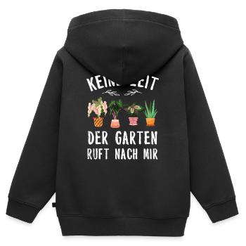 Garten - Kinder Premium Organic Zip Hoodie - Schwarz - Hinten - AI Model Kid Male (0cm)