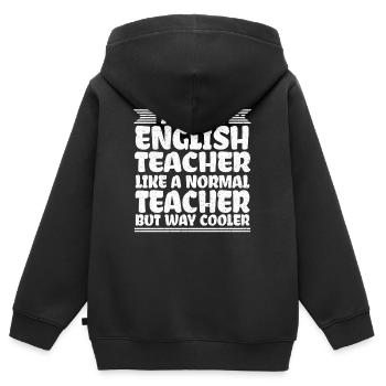 Englisch Lehrer - Kinder Premium Organic Zip Hoodie - Schwarz - Hinten - AI Model Kid Male (0cm)