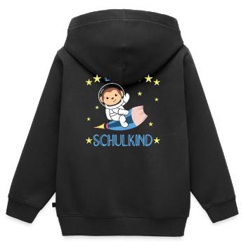 Endlich Schulkind Affe Schultüte Astronaut Rakete - Kinder Premium Organic Zip Hoodie - Schwarz - Hinten - AI Model Kid Male (0cm)