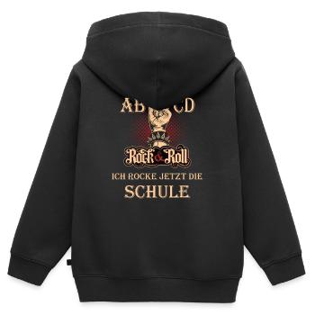 AB CD ich rocke die Schule, Schulkind 2023, lustig - Kinder Premium Organic Zip Hoodie - Schwarz - Hinten - AI Model Kid Male (0cm)