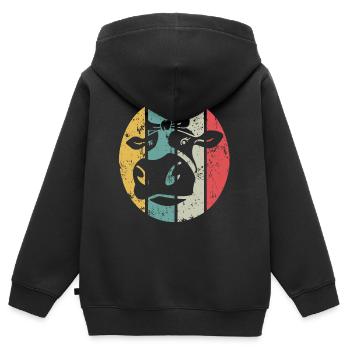 Milchkuh Landwirtin Bauer Landwirt Kuh Bauernhof - Kinder Premium Organic Zip Hoodie - Schwarz - Hinten - AI Model Kid Male (0cm)