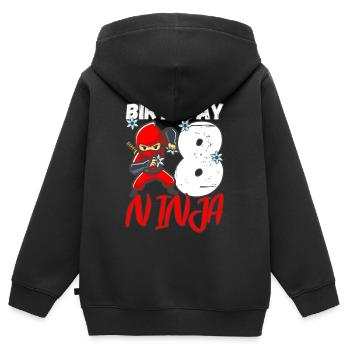 8th Birthday Birthday Ninja 8 years old boy - Kids Premium Organic Zip-up Hoodie - black - Back - AI Model Kid Male (0cm)