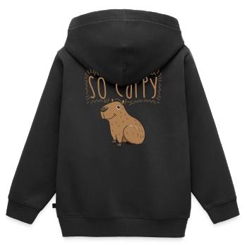 Capybara Wasserschwein Nagetier - Kinder Premium Organic Zip Hoodie - Schwarz - Hinten - AI Model Kid Male (0cm)