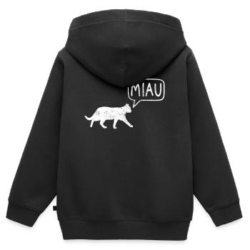 Katze Miau - Kinder Premium Organic Zip Hoodie - Schwarz - Hinten - AI Model Kid Male (0cm)
