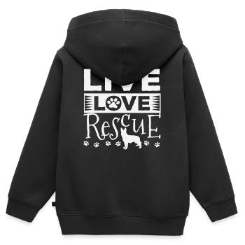 Refuge chien Sauvetage animaux Refuge pour chiens - Sweat Premium à capuche zippé enfant bio - noir - Dos - AI Model Kid Male (0cm)