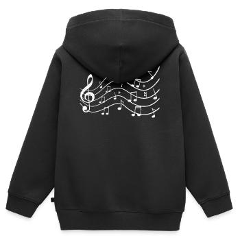 Noten Violinschlüssel Basschlüssel - Kinder Premium Organic Zip Hoodie - Schwarz - Hinten - AI Model Kid Male (0cm)