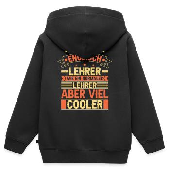 Englisch Lehrer - Kinder Premium Organic Zip Hoodie - Schwarz - Hinten - AI Model Kid Male (0cm)