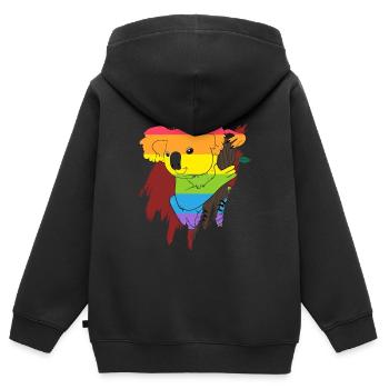 LGBT Gay Gay Pride CSD Lesbienne - Sweat Premium à capuche zippé enfant bio - noir - Dos - AI Model Kid Male (0cm)