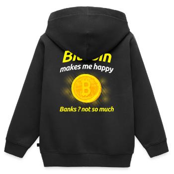 Bitcoin - Sweat Premium à capuche zippé enfant bio - noir - Dos - AI Model Kid Male (0cm)