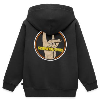 Schweigefuchs Lehrer Schule Retro Vintage - Kinder Premium Organic Zip Hoodie - Schwarz - Hinten - AI Model Kid Male (0cm)