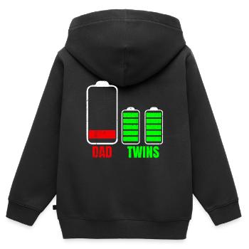 Zwillinge - Kinder Premium Organic Zip Hoodie - Schwarz - Hinten - AI Model Kid Male (0cm)