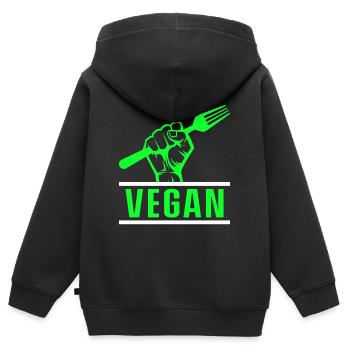 Vegetarisch Veganismus Tierrechte Veggie - Kinder Premium Organic Zip Hoodie - Schwarz - Hinten - AI Model Kid Male (0cm)