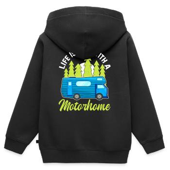 Camper Life Is Good Wohnmobil Camping - Kinder Premium Organic Zip Hoodie - Schwarz - Hinten - AI Model Kid Male (0cm)