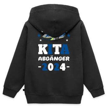 Polizei Tschüss Bye Kindergarten Vorschule 2024 - Kinder Premium Organic Zip Hoodie - Schwarz - Hinten - AI Model Kid Male (0cm)