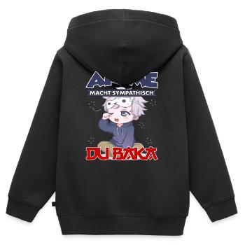 Anime Macht Sympathisch Du Baka Anime Merch - Kinder Premium Organic Zip Hoodie - Schwarz - Hinten - AI Model Kid Male (0cm)