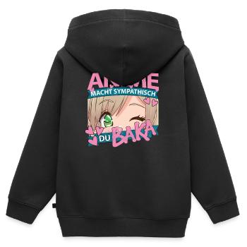 Anime Macht Sympathisch Du Baka Kawaii Anime Girl - Kinder Premium Organic Zip Hoodie - Schwarz - Hinten - AI Model Kid Male (0cm)
