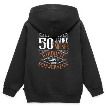 50. Geburtstag Kindheit Lustig - Kinder Premium Organic Zip Hoodie - Schwarz - Hinten - AI Model Kid Male (0cm)