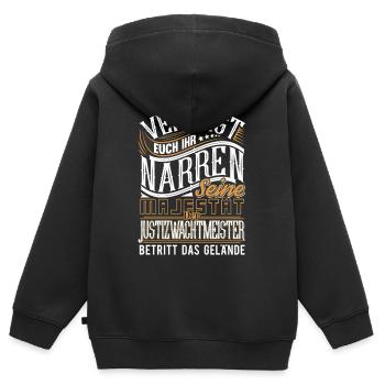 Justizwachtmeister - Kinder Premium Organic Zip Hoodie - Schwarz - Hinten - AI Model Kid Male (0cm)