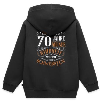 70. Geburtstag Kindheit Lustig - Kinder Premium Organic Zip Hoodie - Schwarz - Hinten - AI Model Kid Male (0cm)