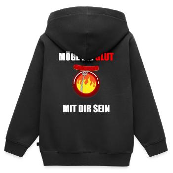 Grillen Grillmeister Möge die Glut Mit Dir Sein - Kinder Premium Organic Zip Hoodie - Schwarz - Hinten - AI Model Kid Male (0cm)