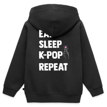 K-Pop - Sweat Premium à capuche zippé enfant bio - noir - Dos - AI Model Kid Male (0cm)