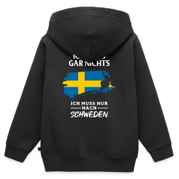 Schweden - Kinder Premium Organic Zip Hoodie - Schwarz - Hinten - AI Model Kid Male (0cm)
