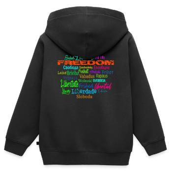 Liberté Paix Démocratie - Politique de l’Etat - Sweat Premium à capuche zippé enfant bio - noir - Dos - AI Model Kid Male (0cm)