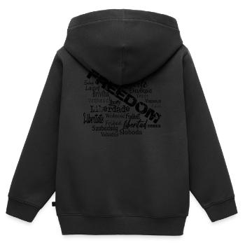 Liberté Paix Démocratie - Politique de l’Etat - Sweat Premium à capuche zippé enfant bio - noir - Dos - AI Model Kid Male (0cm)
