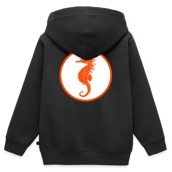 Seepferdchen Frühschwimmer Freischwimmer Abzeichen - Kinder Premium Organic Zip Hoodie - Schwarz - Hinten - AI Model Kid Male (0cm)