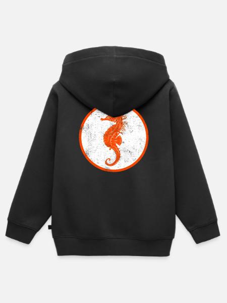 Seepferdchen Vintage Kinder Geschenkidee - Kinder Premium Organic Zip Hoodie - Schwarz