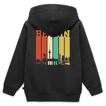 Berlin Berliner Retro Geschenk - Kinder Premium Organic Zip Hoodie - Schwarz - Hinten - AI Model Kid Male (0cm)