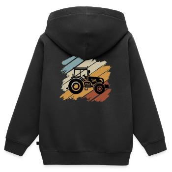 Tractor Gift Agriculture Field Work - Kids Premium Organic Zip-up Hoodie - black - Back - AI Model Kid Male (0cm)