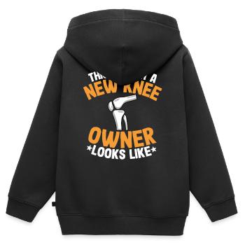 Knie OP Operation Genesung Geschenk Meniskus OP - Kinder Premium Organic Zip Hoodie - Schwarz - Hinten - AI Model Kid Male (0cm)