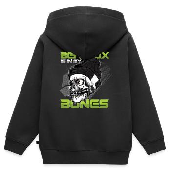 Beatbox In My Bones Skull Skeleton DJ Beatboxer - Sweat Premium à capuche zippé enfant bio - noir - Dos - AI Model Kid Male (0cm)