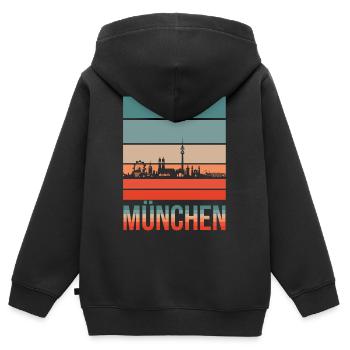 München - Kinder Premium Organic Zip Hoodie - Schwarz - Hinten - AI Model Kid Male (0cm)