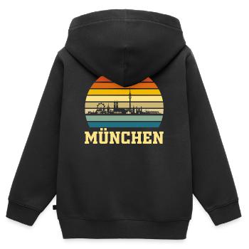 München Retro - Kinder Premium Organic Zip Hoodie - Schwarz - Hinten - AI Model Kid Male (0cm)