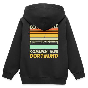 Dortmund Dortmunder Skyline Männer Geschenk - Kinder Premium Organic Zip Hoodie - Schwarz - Hinten - AI Model Kid Male (0cm)